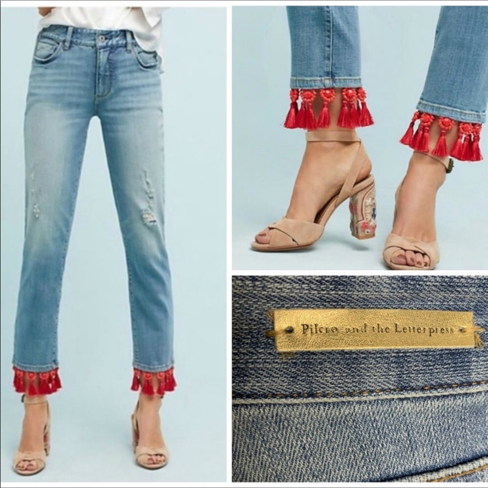Anthropologie Pilcro Boyfriend Tassel Jeans 29